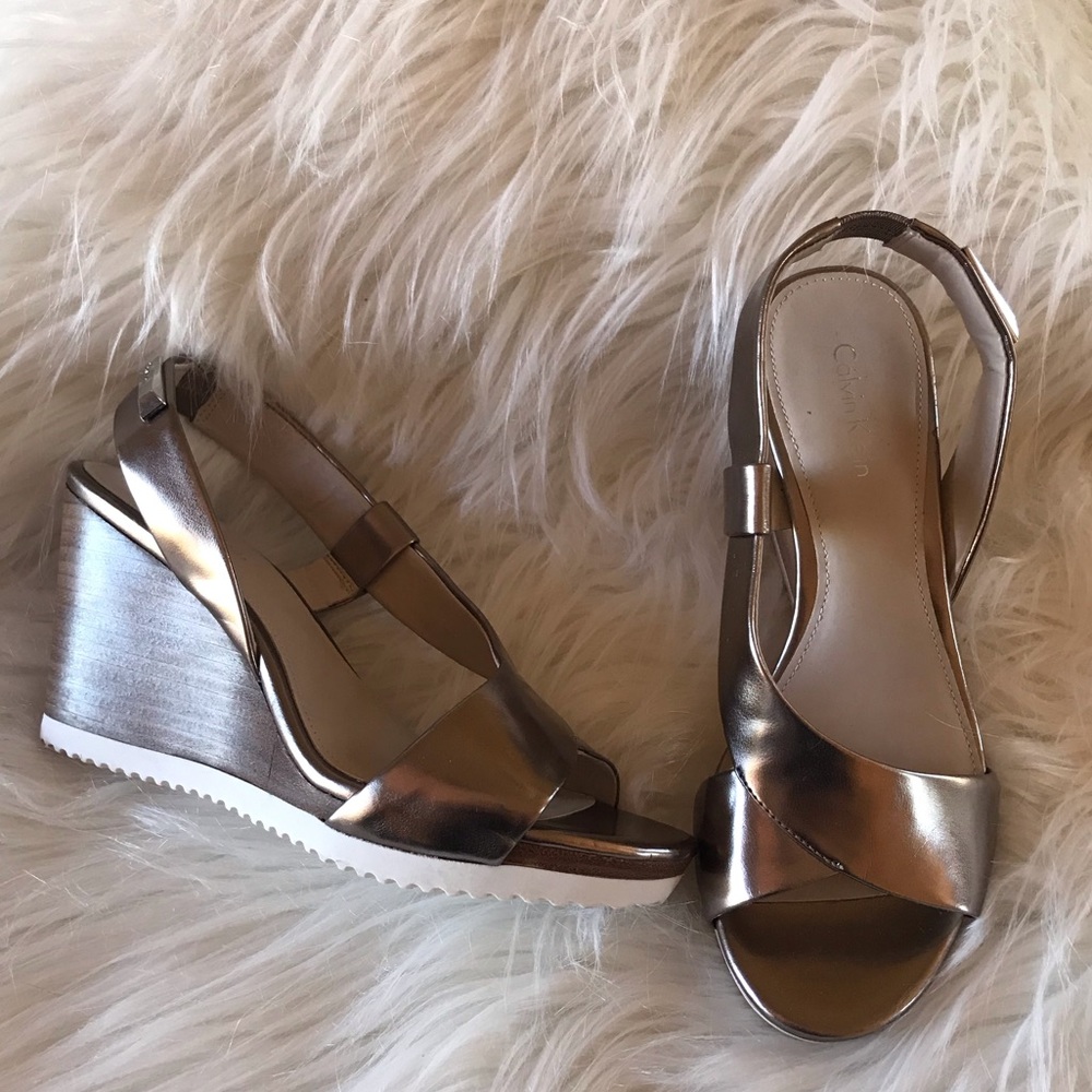 Calvin Klein silver wedge athletic heel size 6